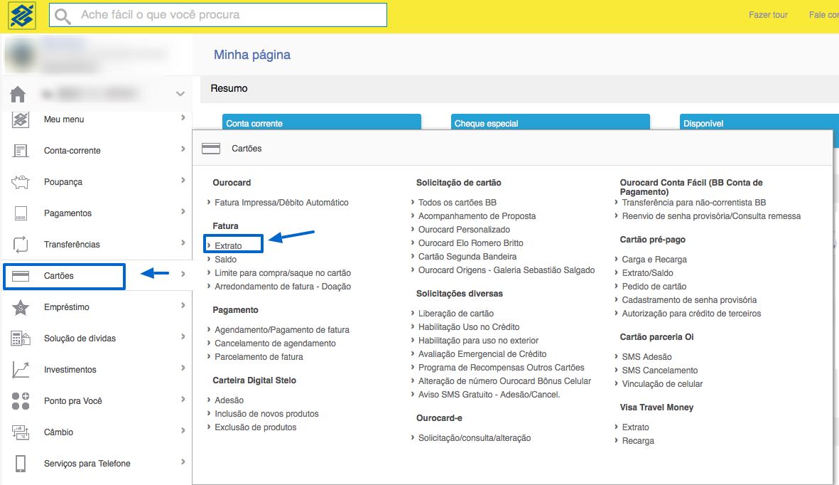 imprimir fatura cartão de credito banco do brasil