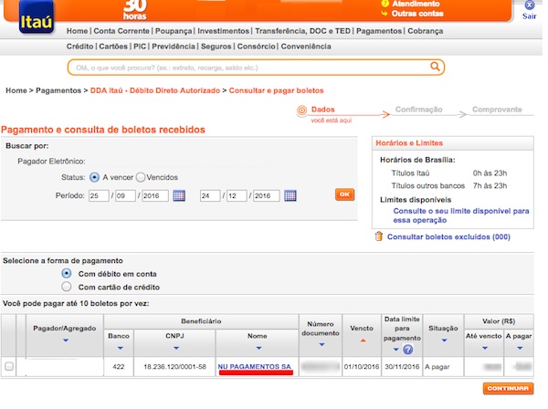 Como pagar a fatura do Nubank pelo DDA - Cartão a Crédito