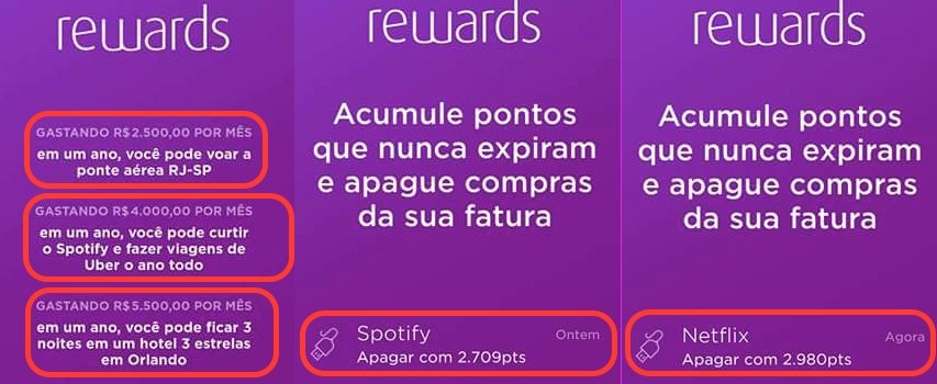 Print do APP Nubank no qual exemplifica a utilização dos pontos no programa Rewards (reprodução)