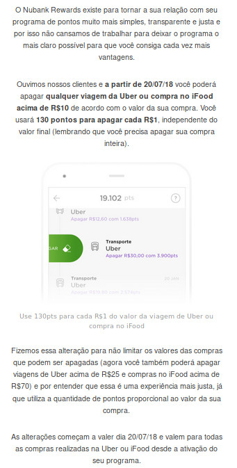 Nubank Rewards Uber e iFood novidades