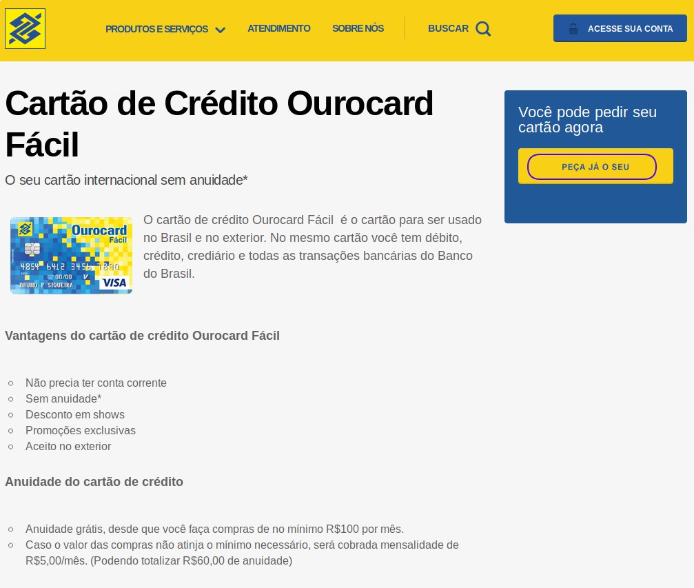 Ourocard Fácil solicitação