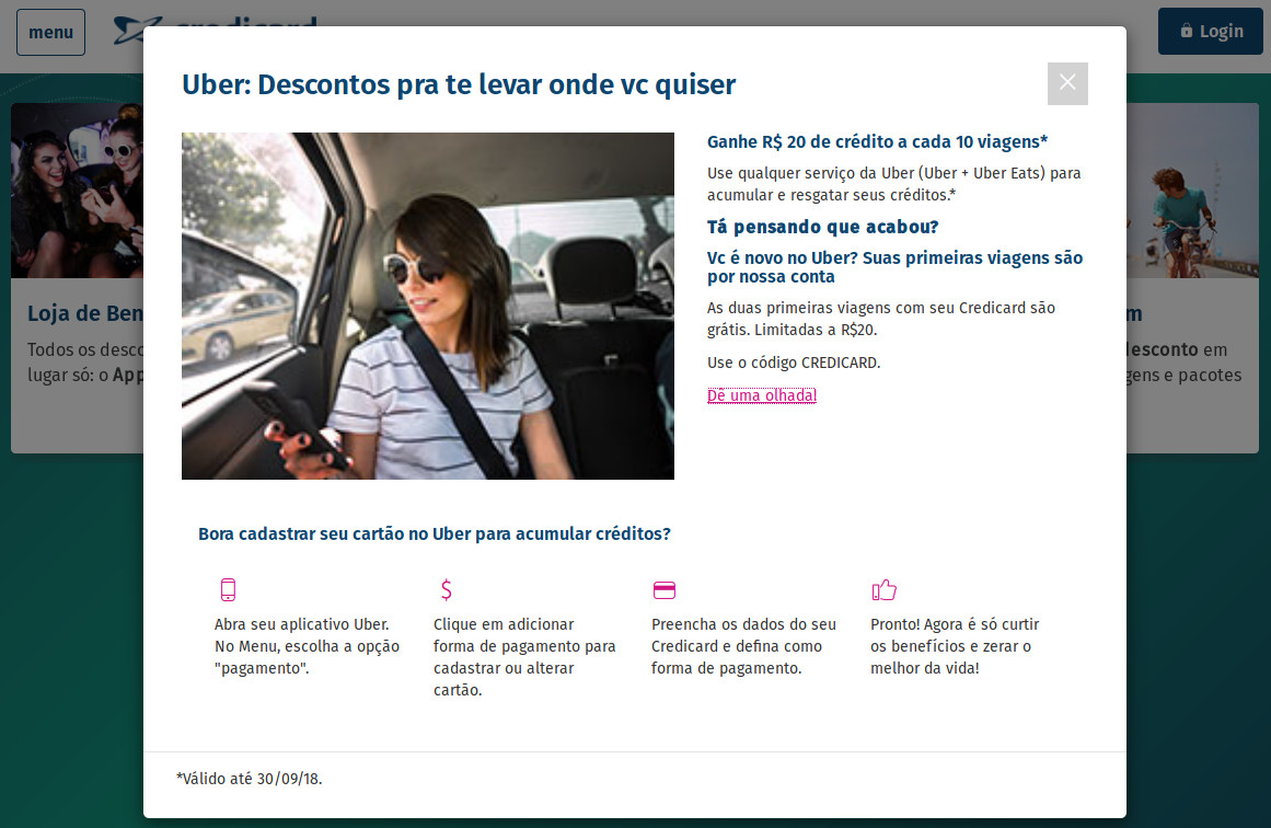 Credicard e Uber Promoção