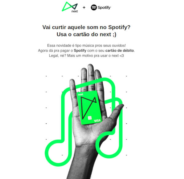 Next e Spotify no Débito