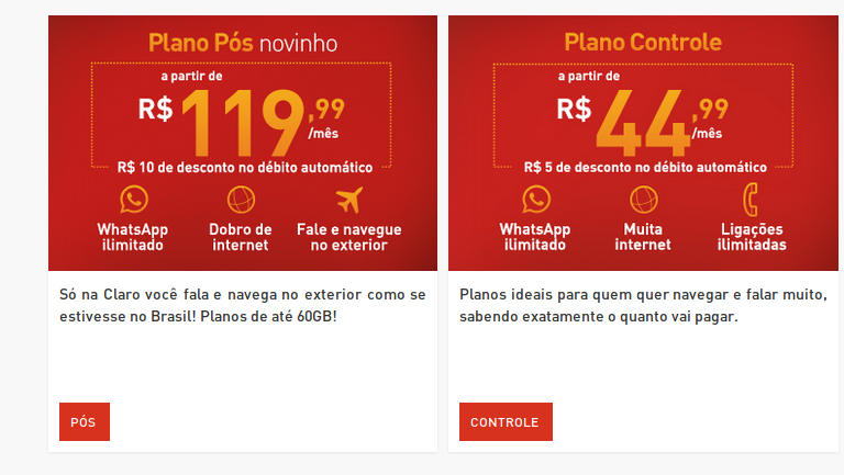 Claro desconto no cartão