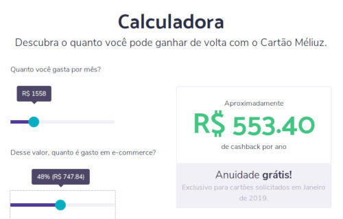 Calculadora do Cartão Méliuz