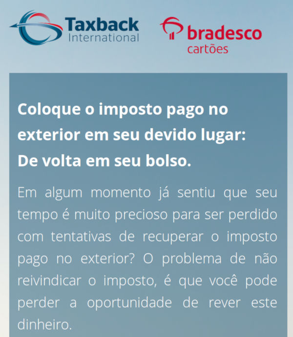 Bradesco faz parceria com Taxback