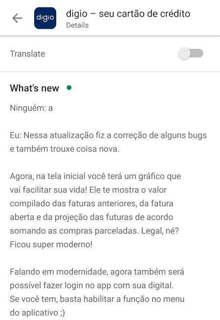 App Digio changelog biometria