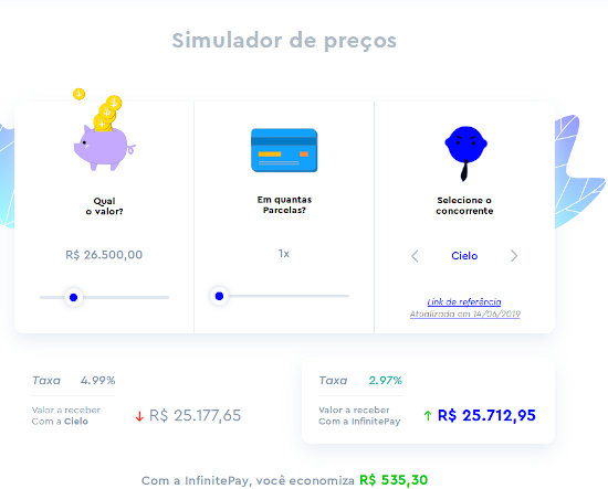 InfinitePay simulador de taxas