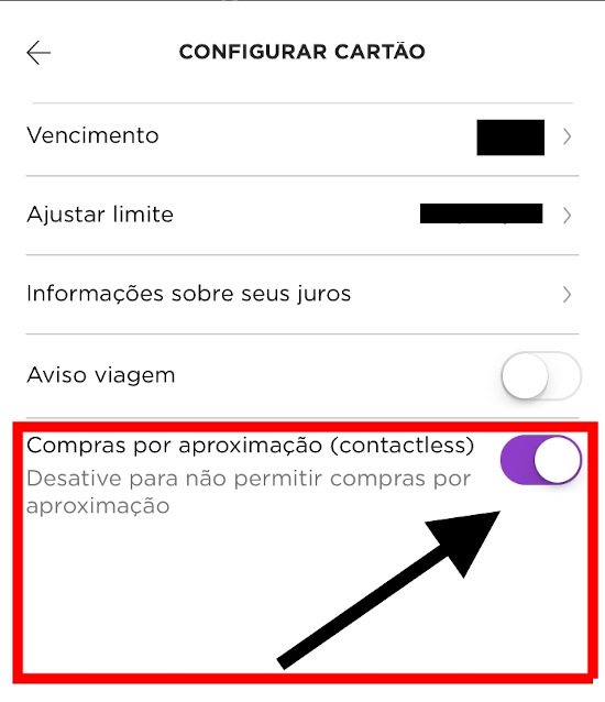 Desabilitando o Contactless do Nubank