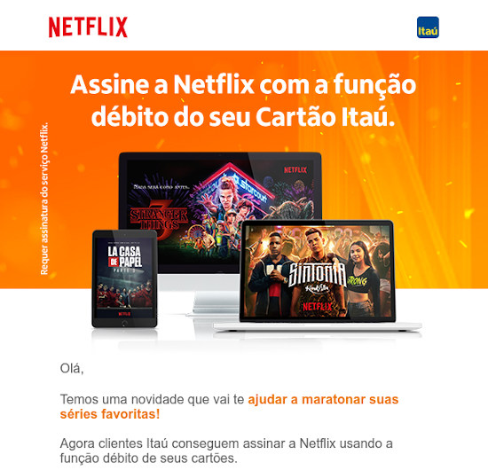 Cartão Itaú - Netflix no Débito