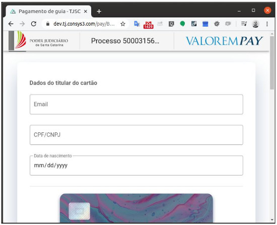 Pagamento com cartão na Justiça de SC