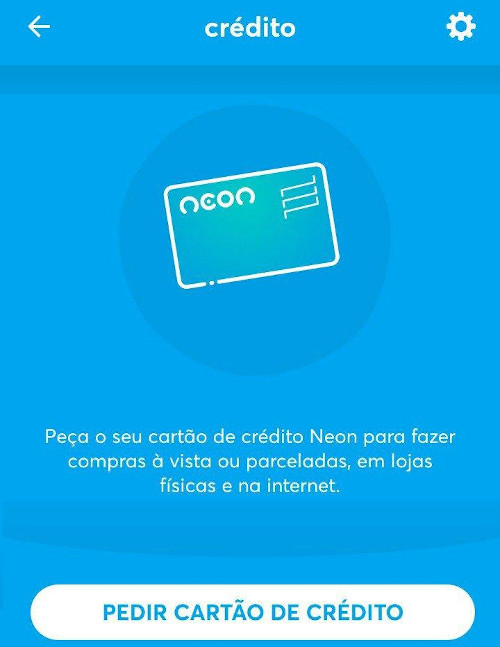 Tela de pedido de crédito Neon