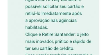 Way Santander impressão de cartão em agências