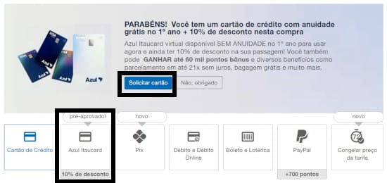 Cartão Azul com anuidade grátis no primeiro ano